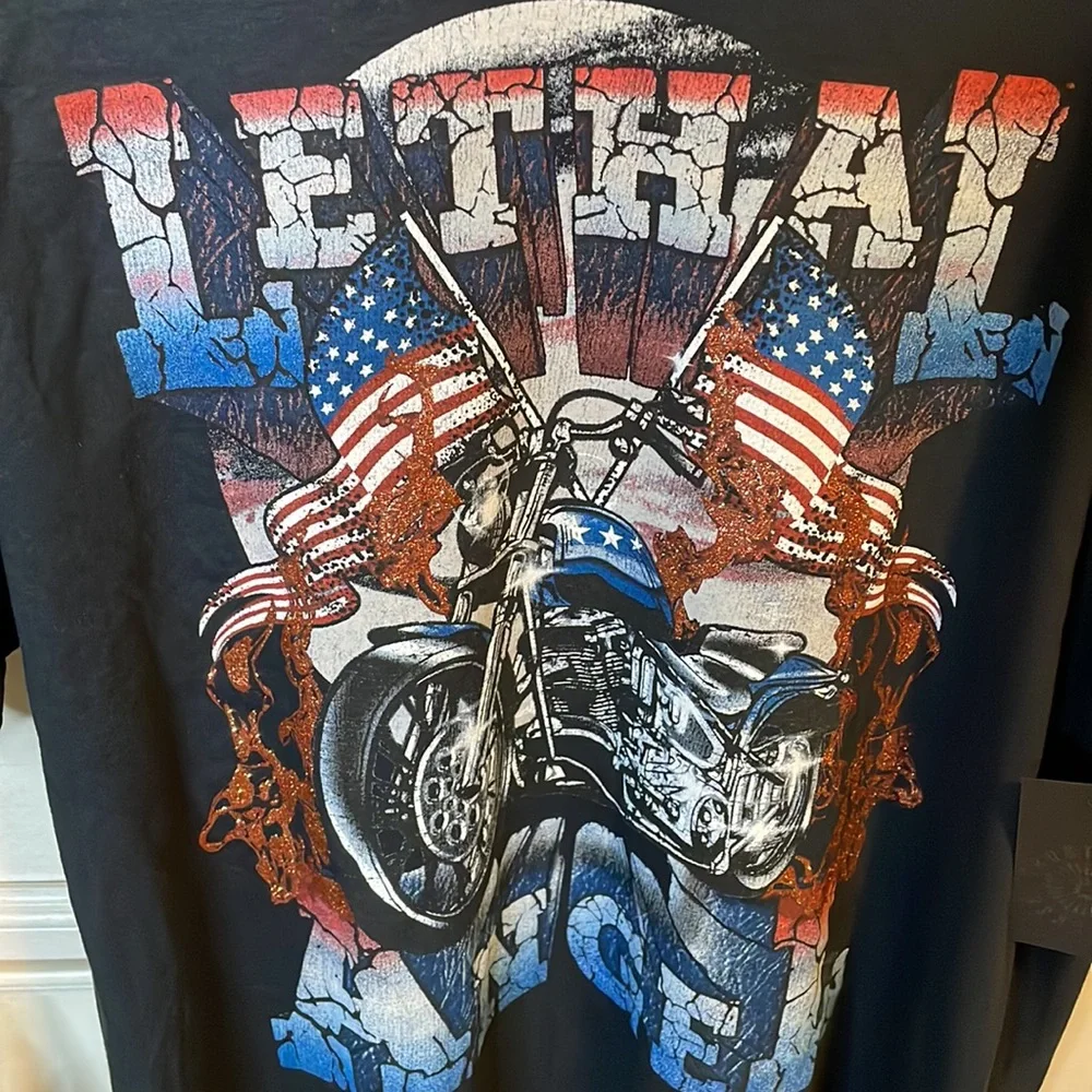 Mens Trust the Science universe size large patriotic motorcycle canvas shirt nwt